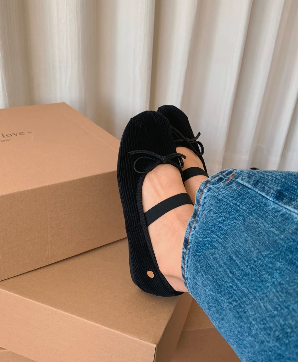 Ribbon mary jane flats