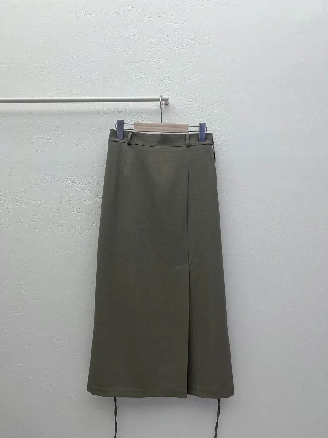 綁帶開叉西裝長裙