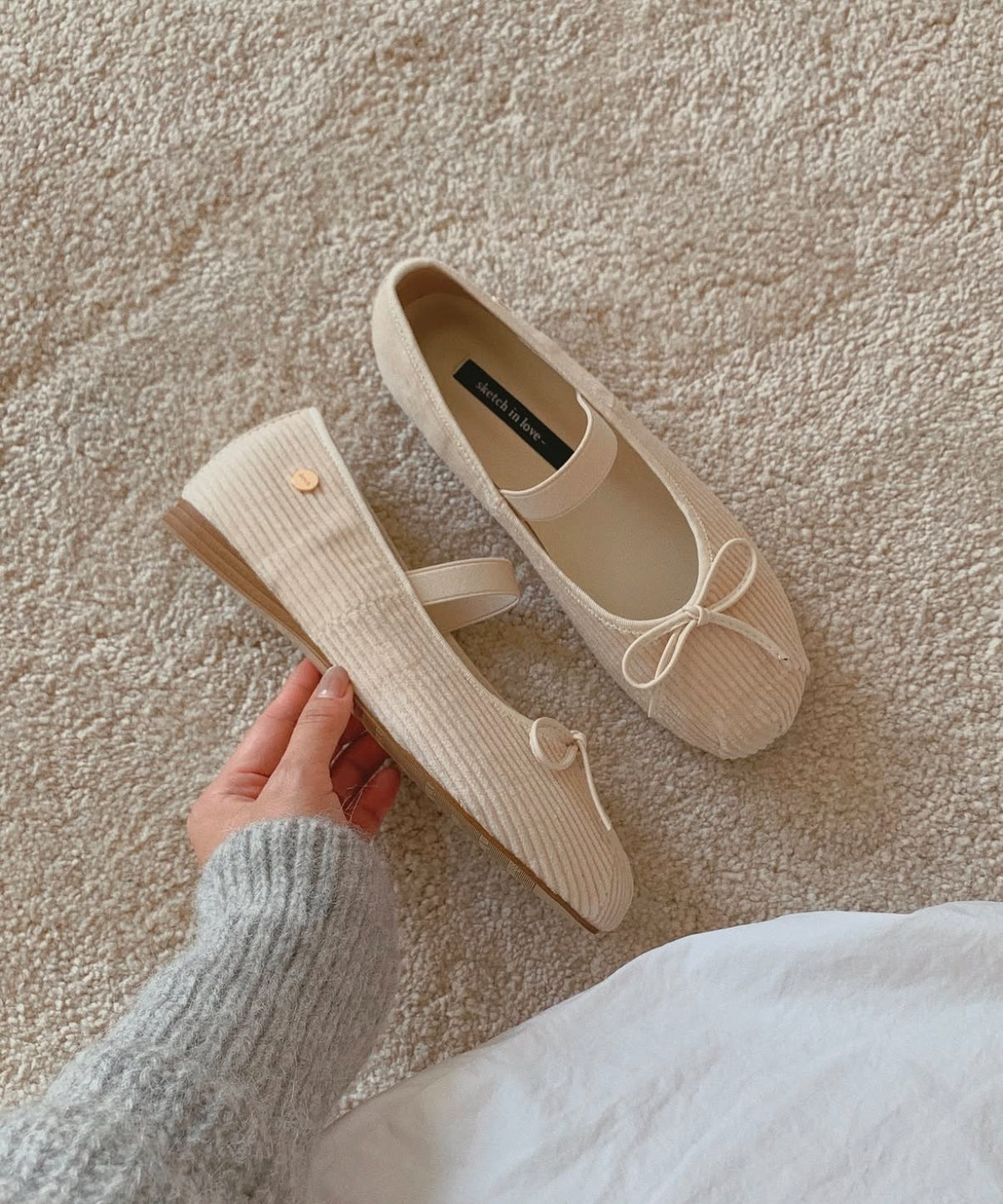 Ribbon mary jane flats
