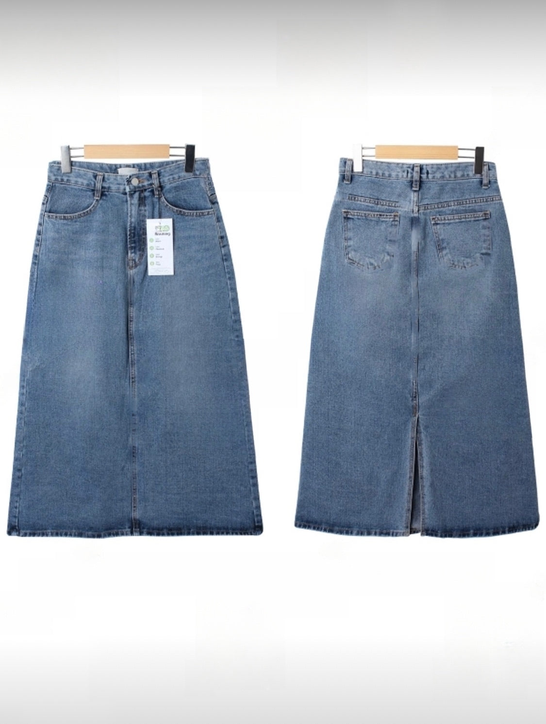 washed denim long skirt