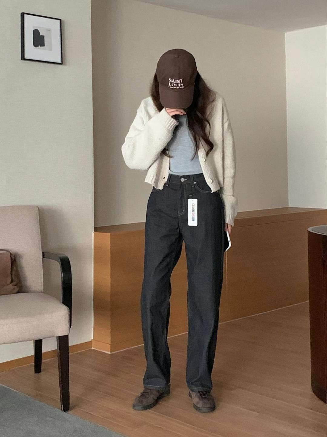 不褪色!直筒牛仔褲