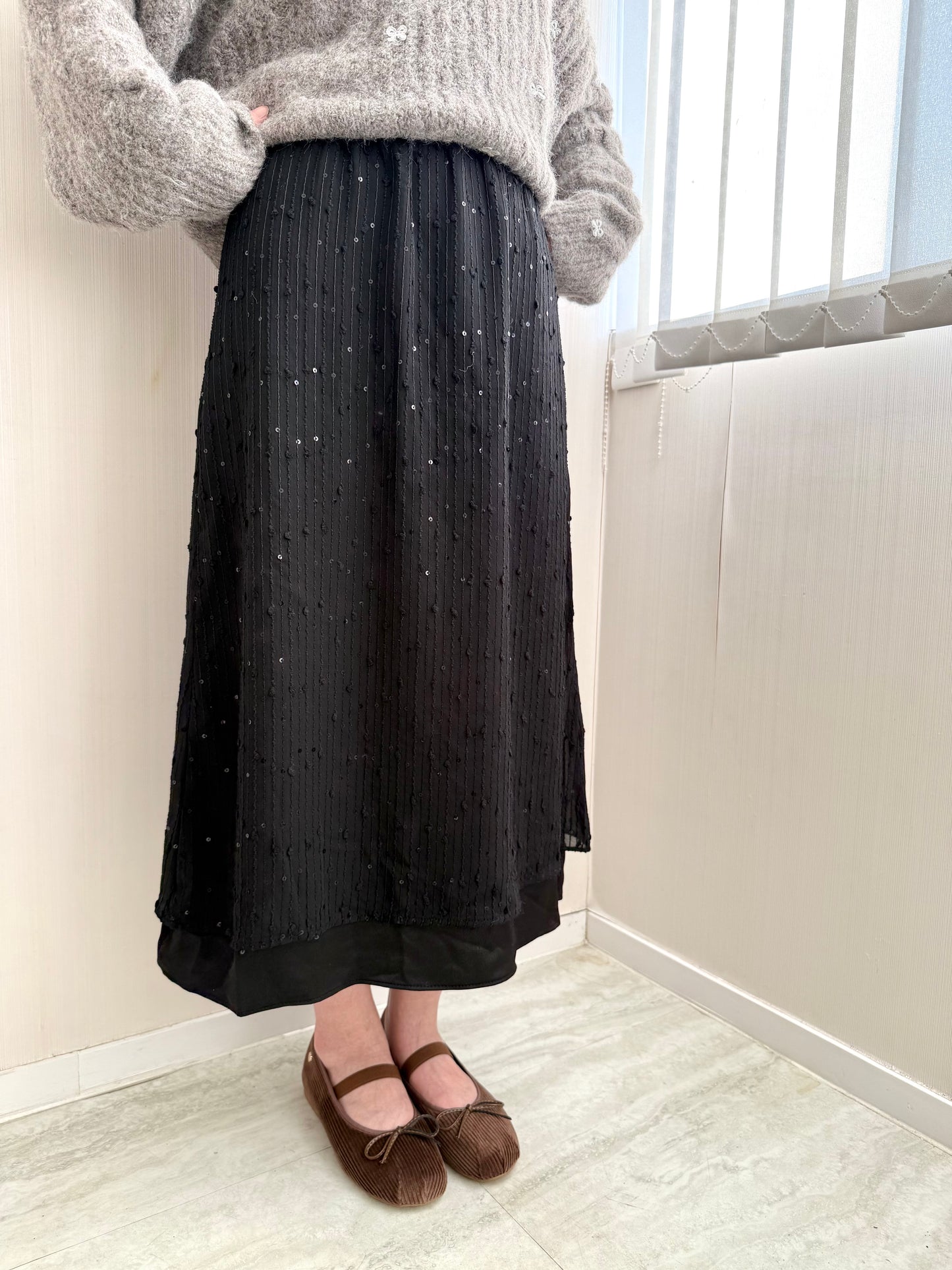 閃片粒粒兩層半身裙