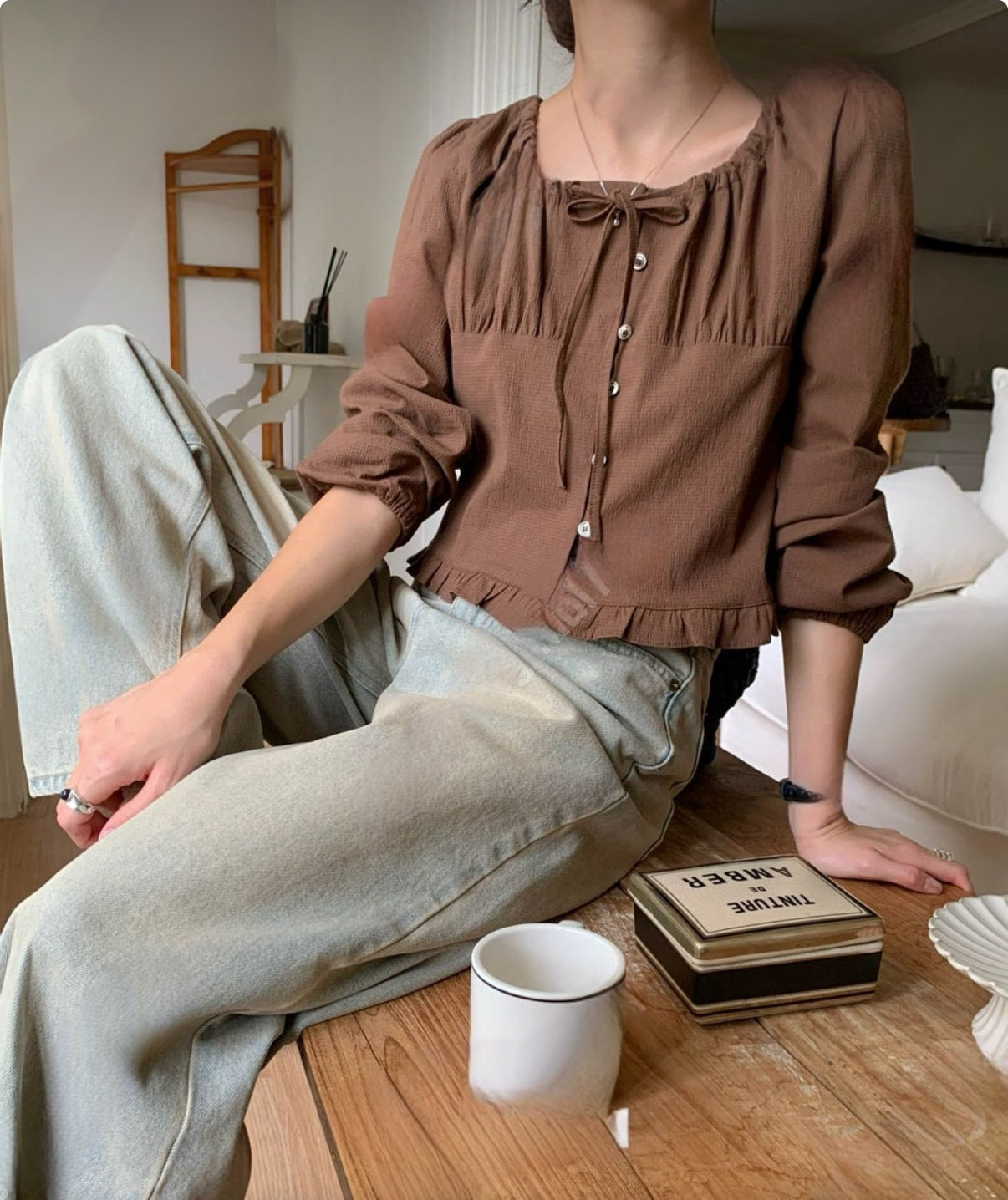 超美!暗紋綁帶blouse🤍