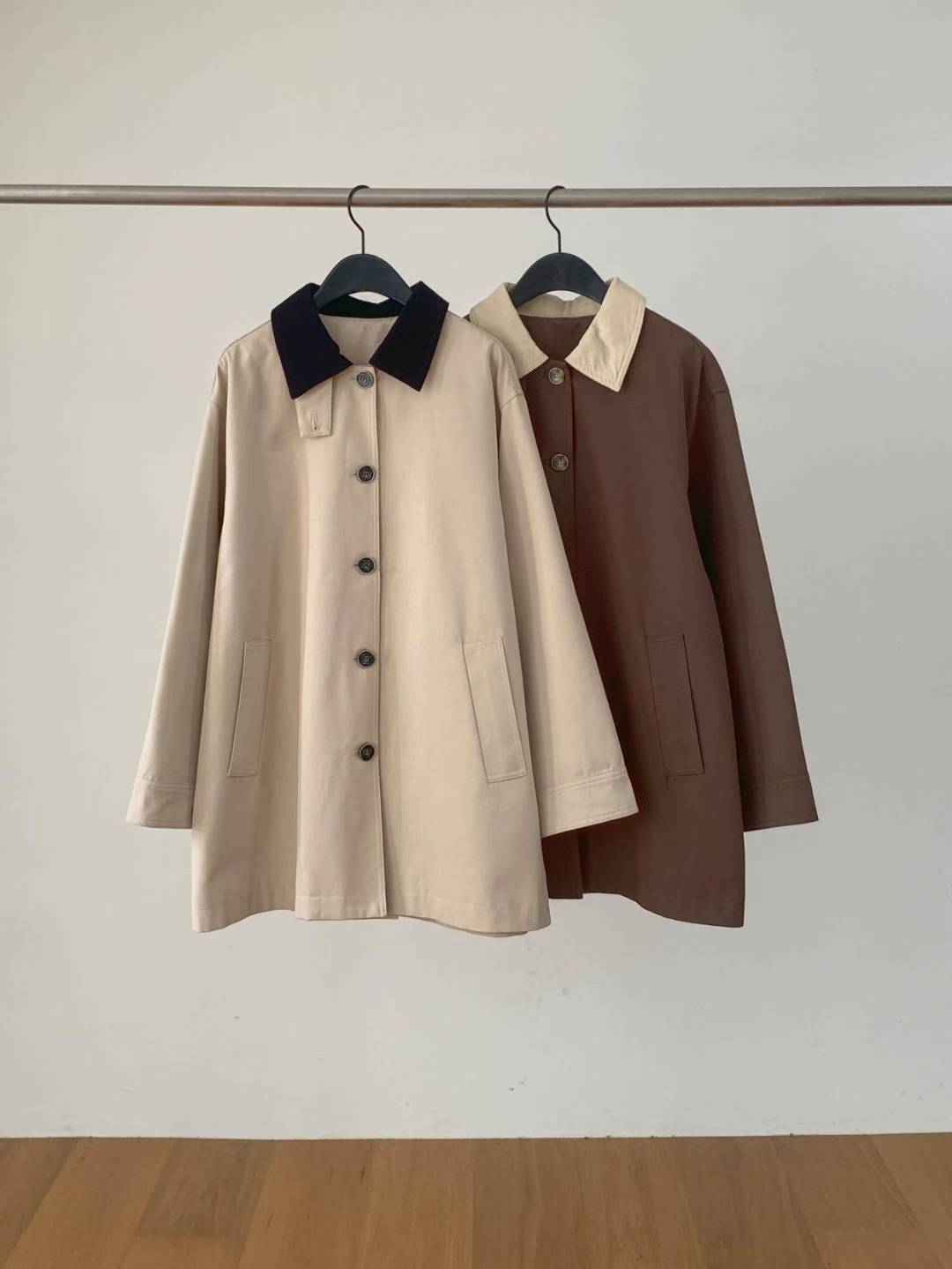 拼色trench coat