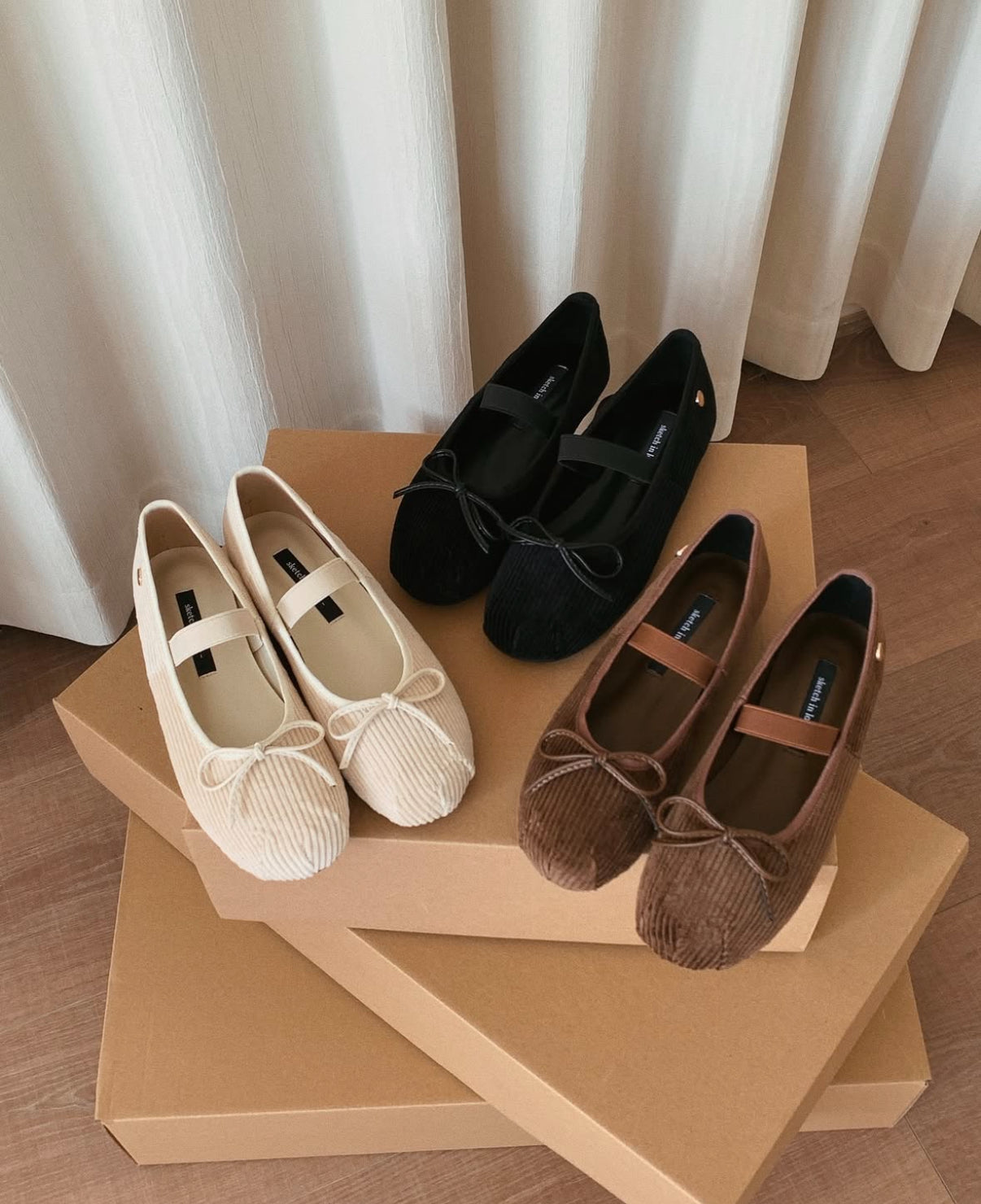 Ribbon mary jane flats