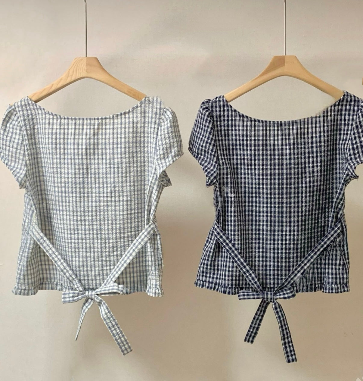 氣質感格仔ribbon blouse🩵