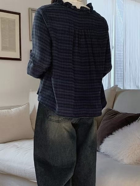 日系ruffle邊綁帶上衣