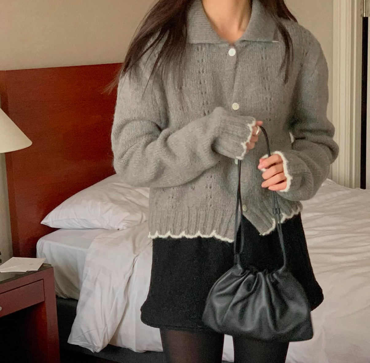 拼邊通花cardigan♥️