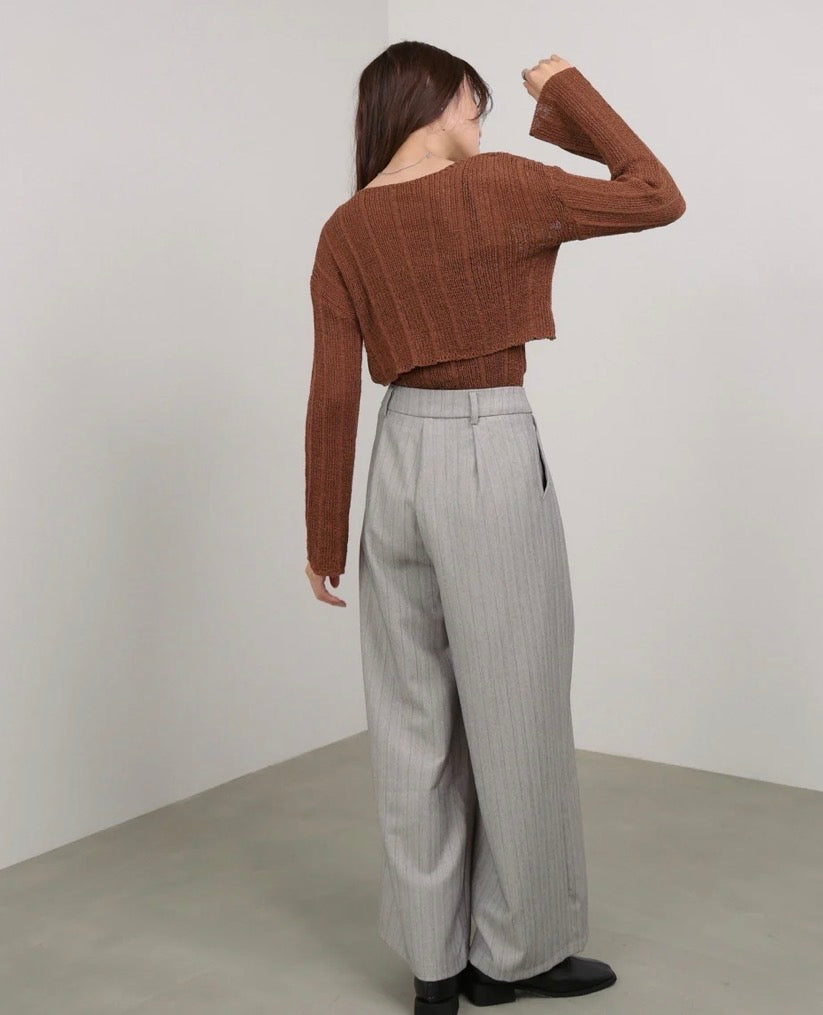 [JP] Shirring Ribbon Cropped Length Tops x Cami Set