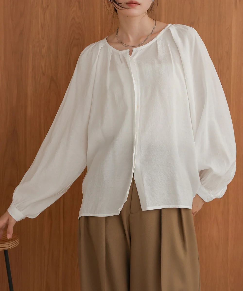 [JP] front tuck blouse