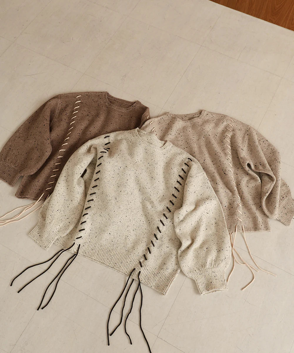 [JP] chocochip lace-up knit tops