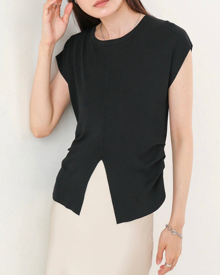 [JP] Front slit summer knit T-shirt