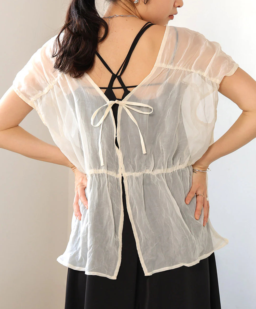 [JP] FRONT AND BACK 2WAY GATHERED BLOUSE