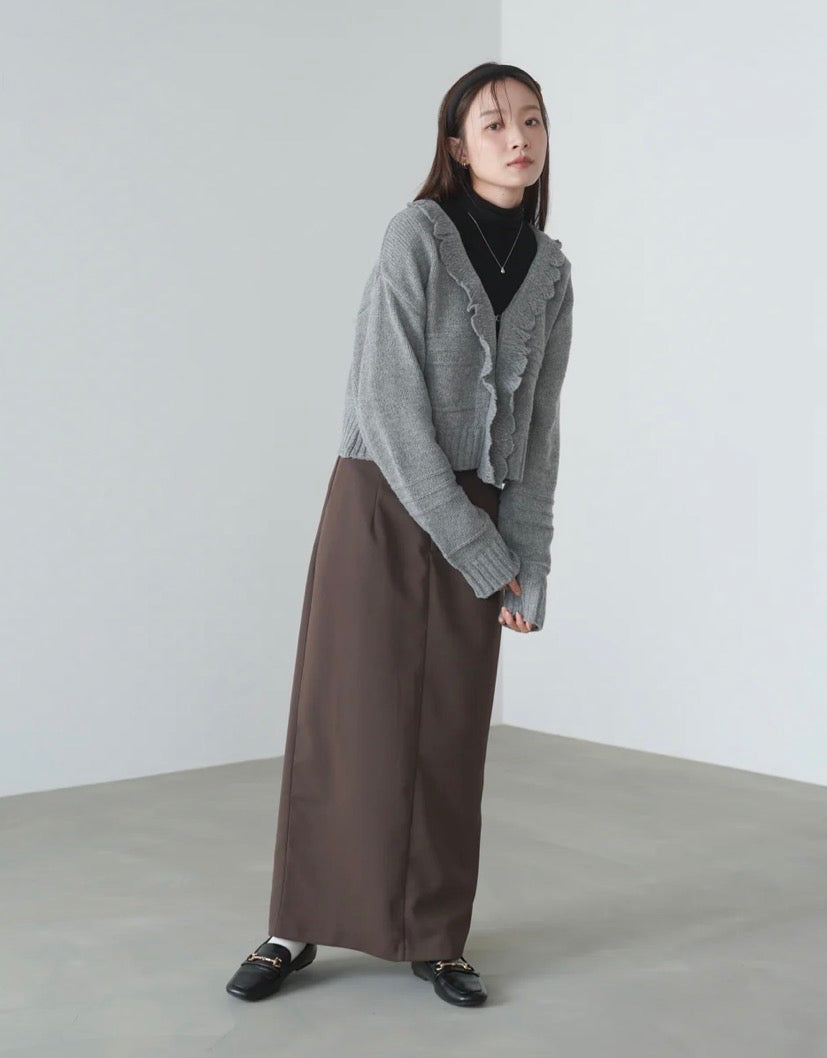 [JP] Brushed frill collar hook cardigan