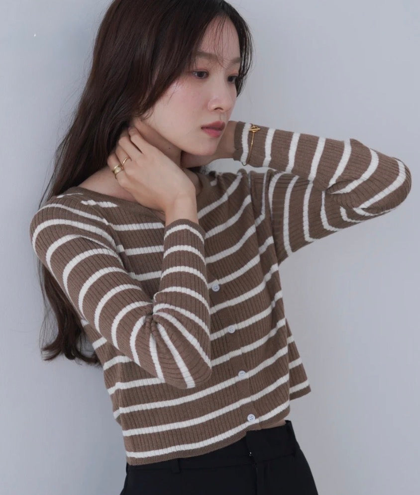 [JP] Sheer border knit cardigan
