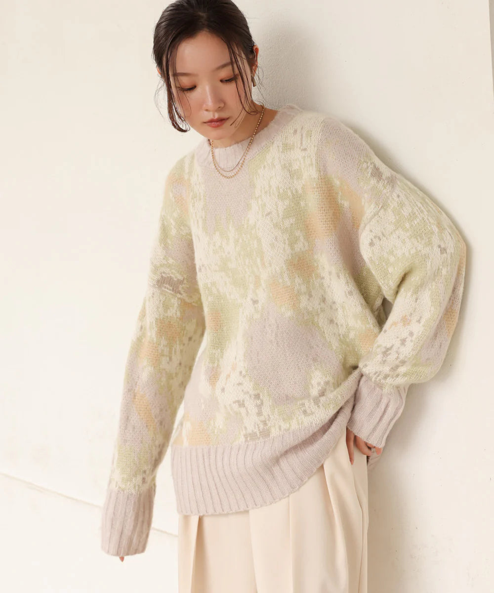 [JP] nuanced patterned knit top