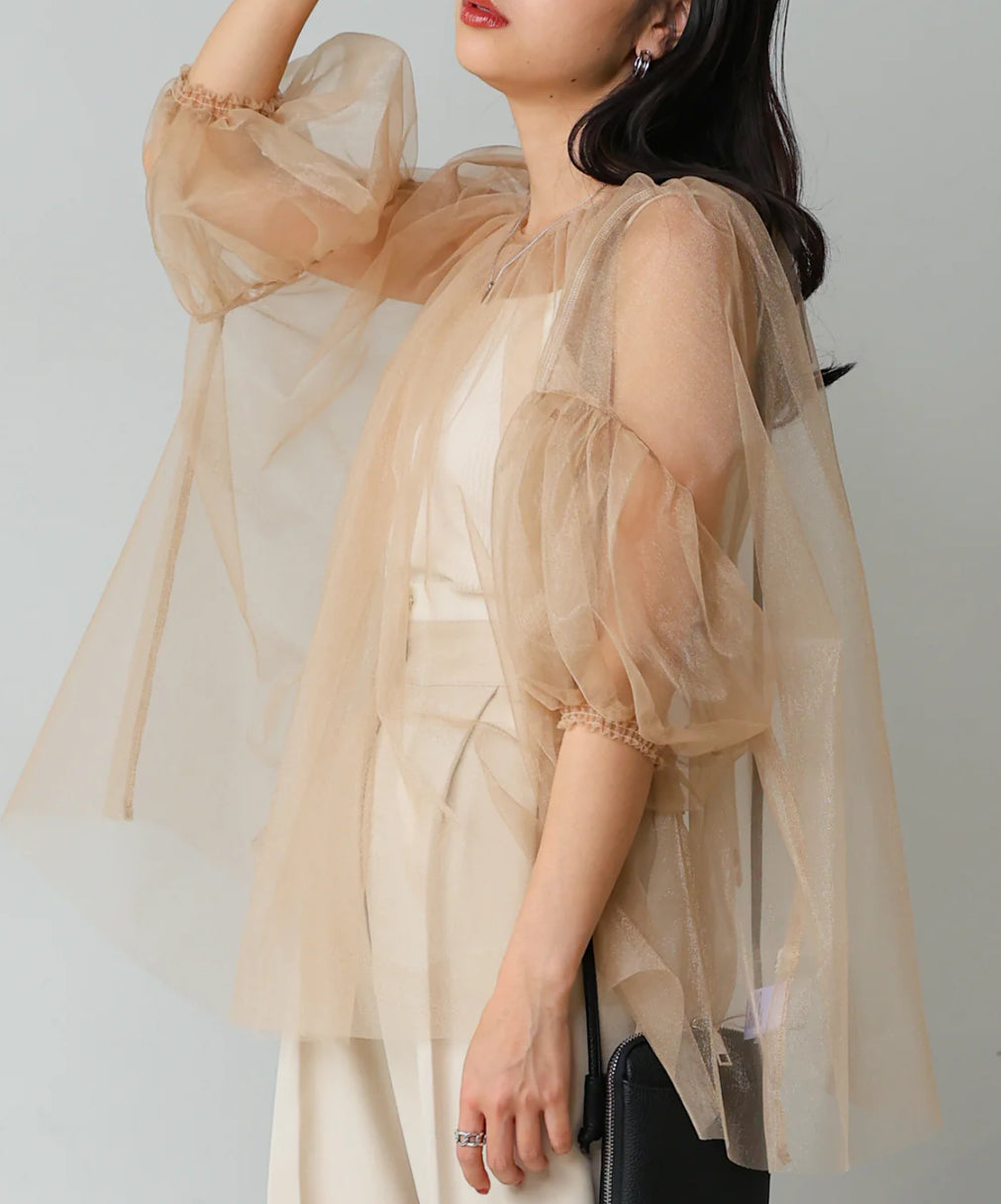 [JP] TULLE LAME GATHERED TOPS