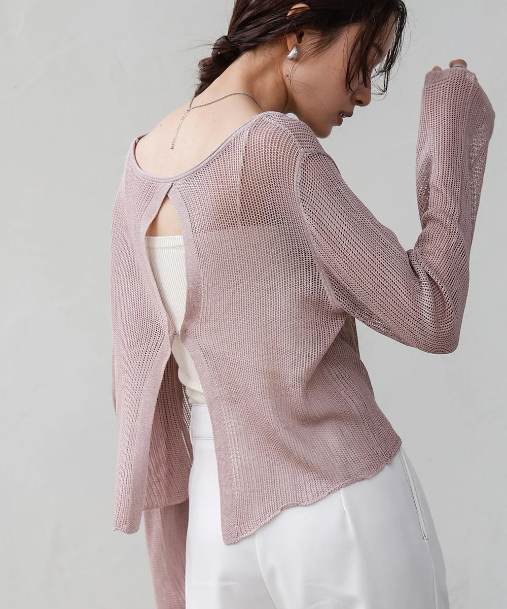 [JP] Back Design Mesh Knit Tops
