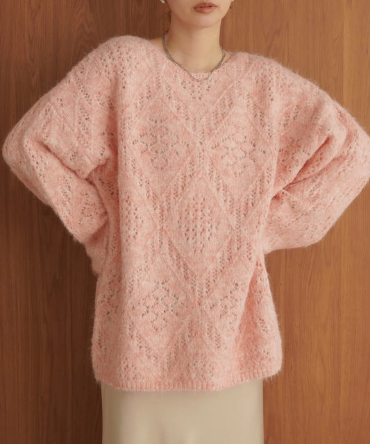 [JP] patterned melange knit