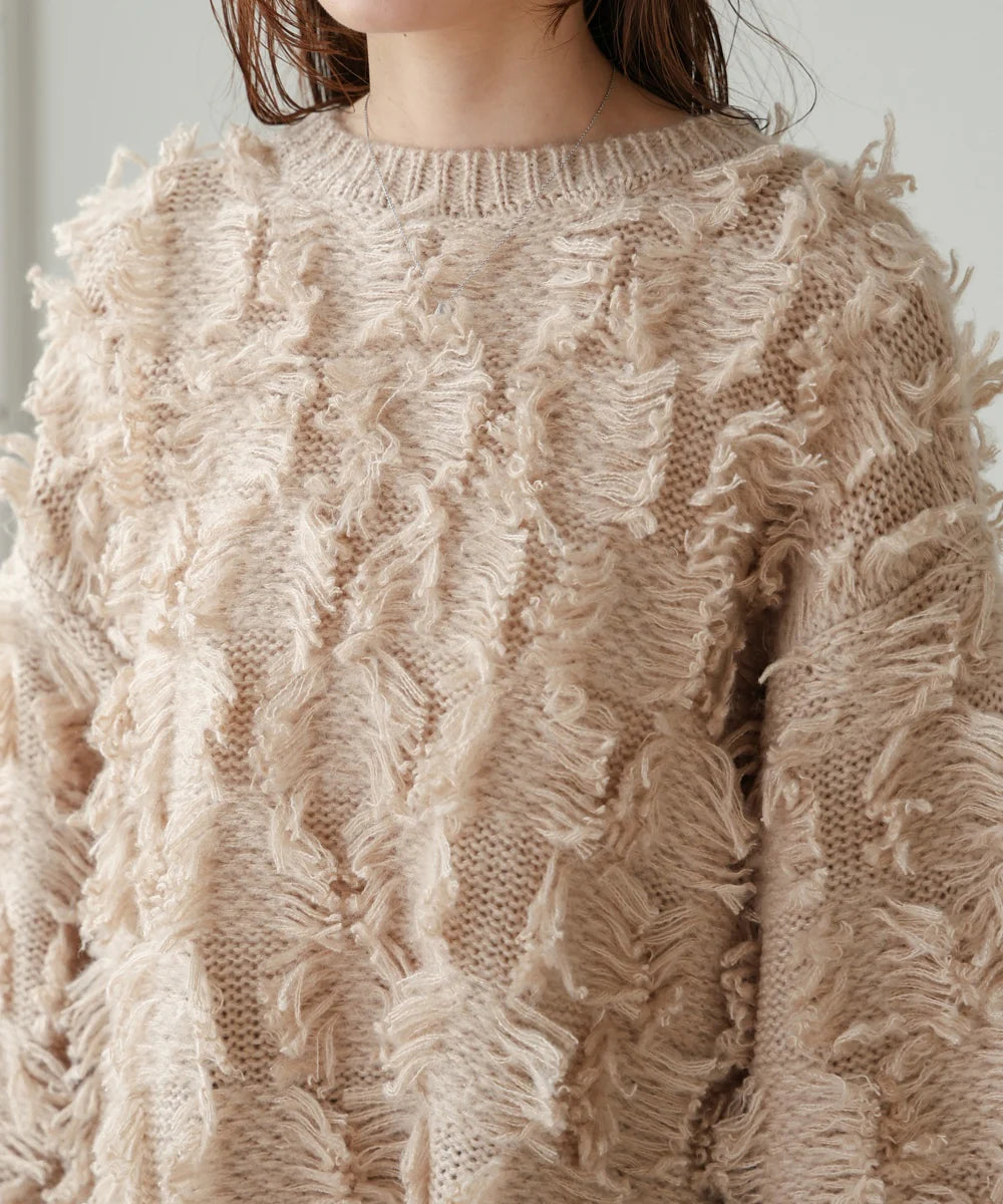 [JP] fringe knit tops