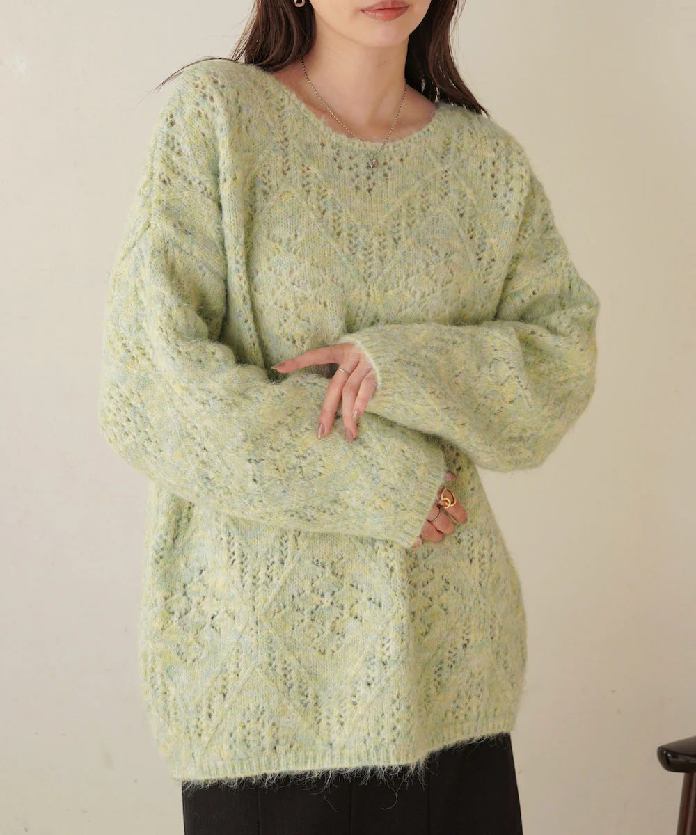 [JP] patterned melange knit