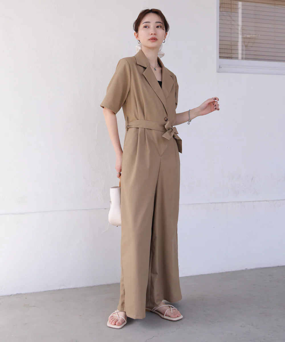 [JP] Tailored waist ribbon all-in-one