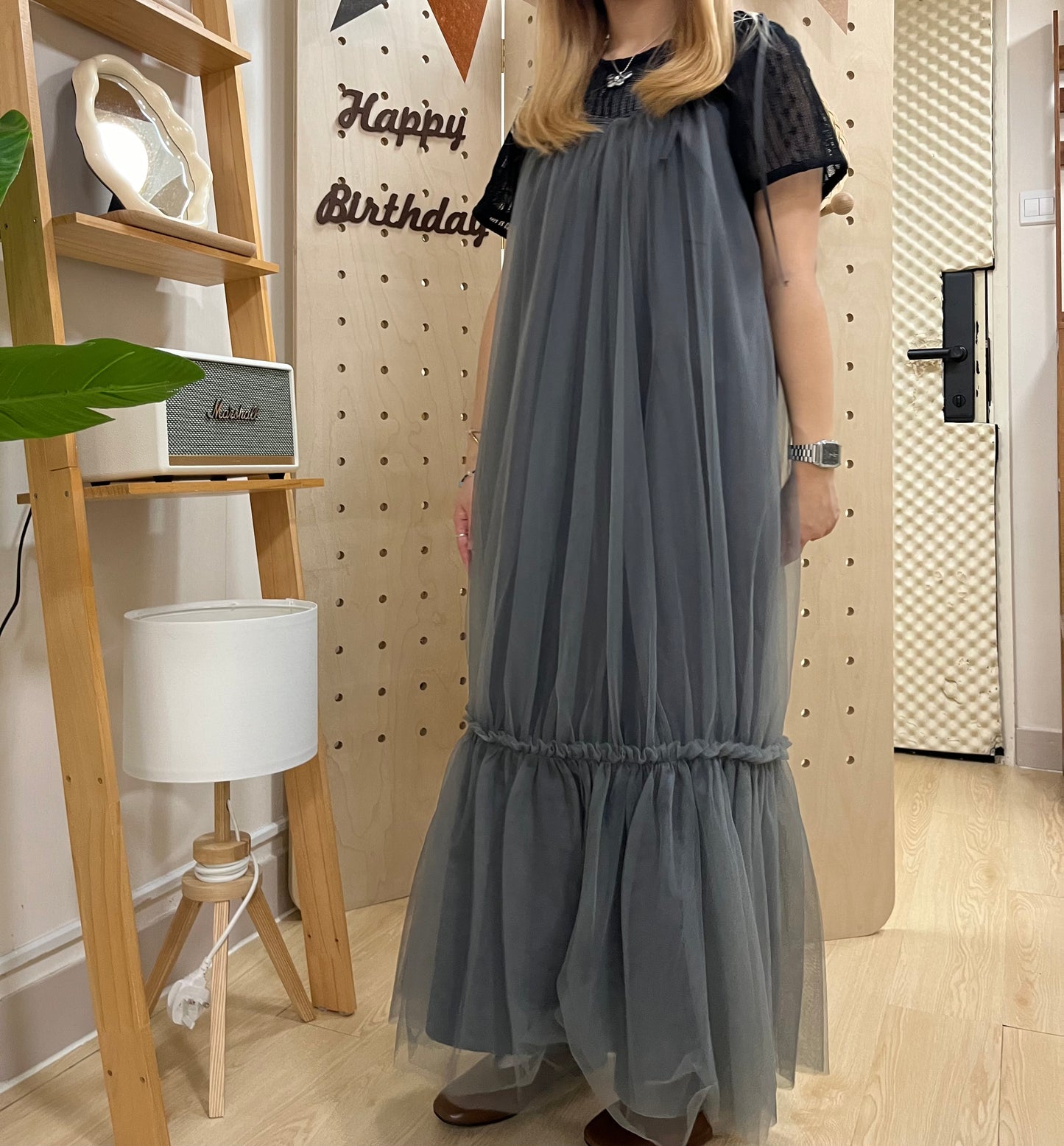 [JP] Tulle tiered camisole onepiece