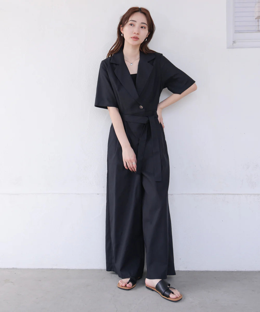 [JP] Tailored waist ribbon all-in-one