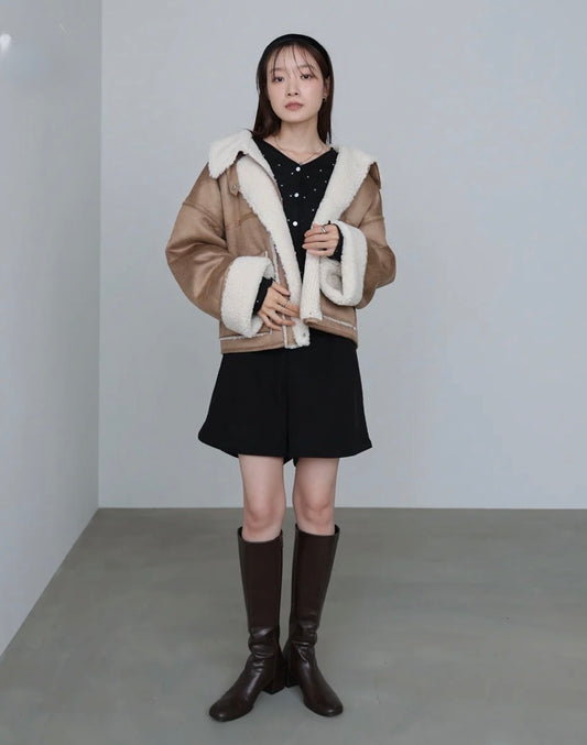 [JP] Faux suede sheepskin blouson