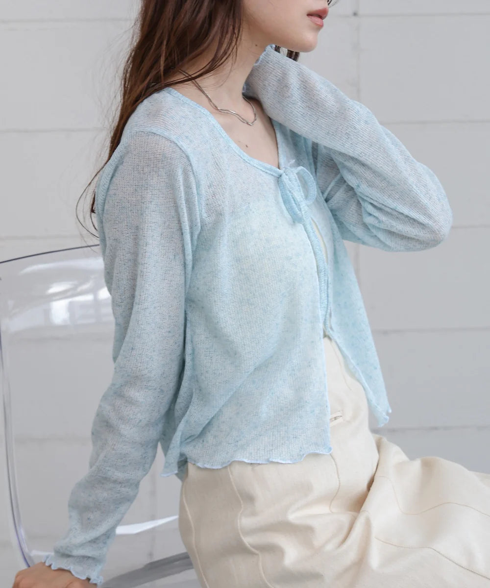 [JP] Melange ribbon cardigan