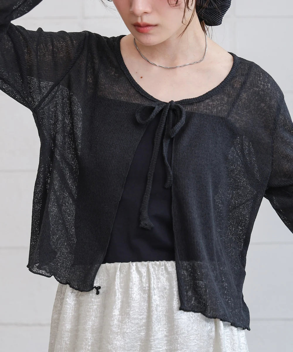 [JP] Melange ribbon cardigan