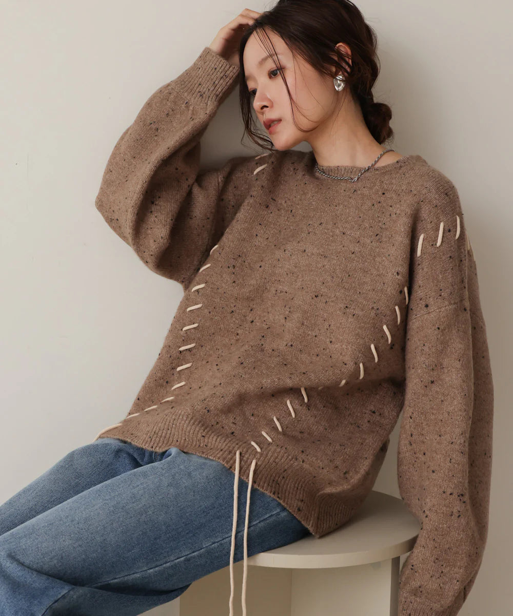 [JP] chocochip lace-up knit tops