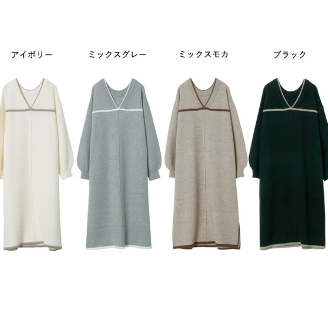 [JP] Color patchwork knitted dress