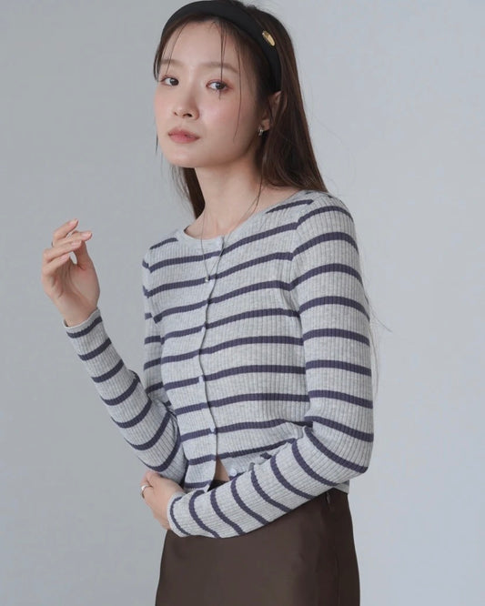 [JP] Sheer border knit cardigan