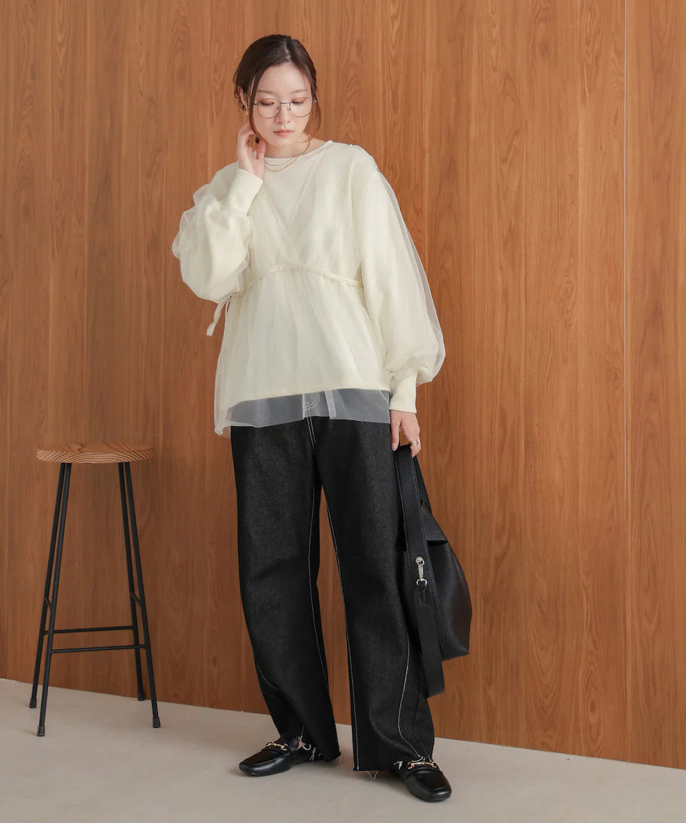 [JP] tulle layered sweat