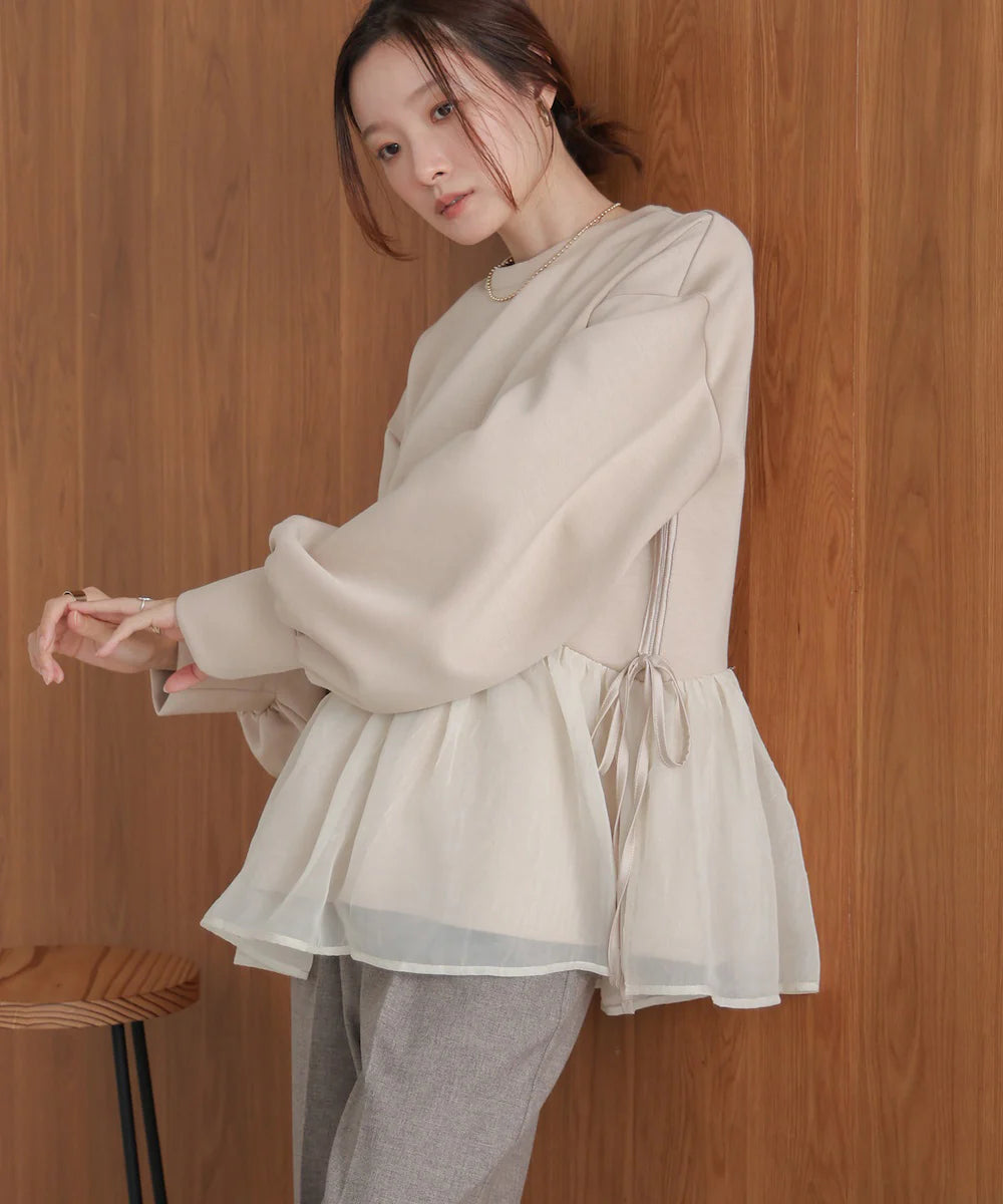 [JP] peplum organza ponte tops