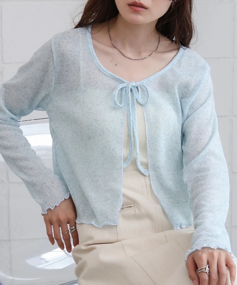 [JP] Melange ribbon cardigan