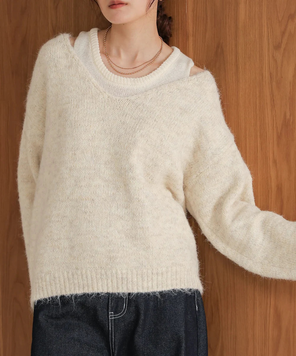 [JP] v-neck knit pullover with tank