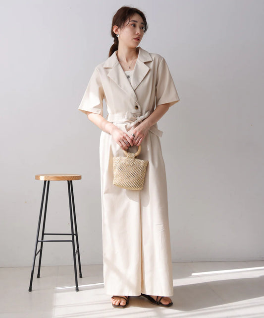 [JP] Tailored waist ribbon all-in-one