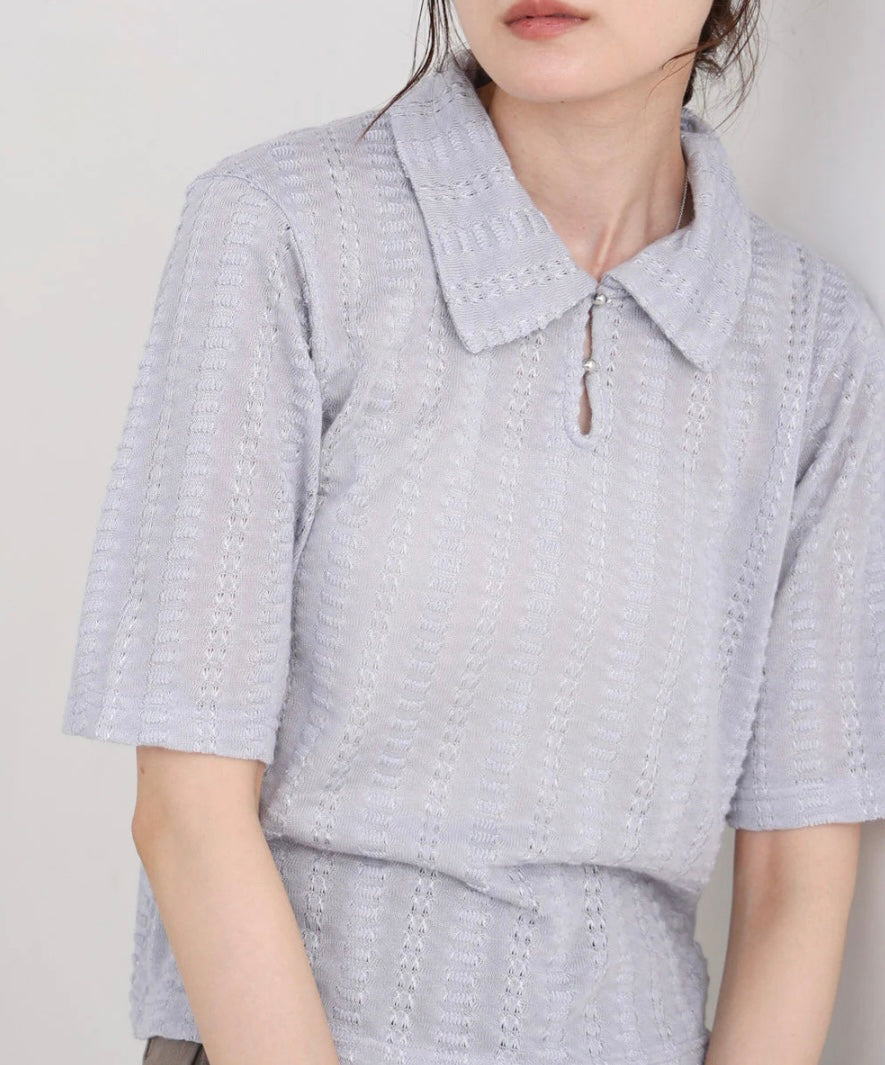 [JP] Cut lace polo Tee
