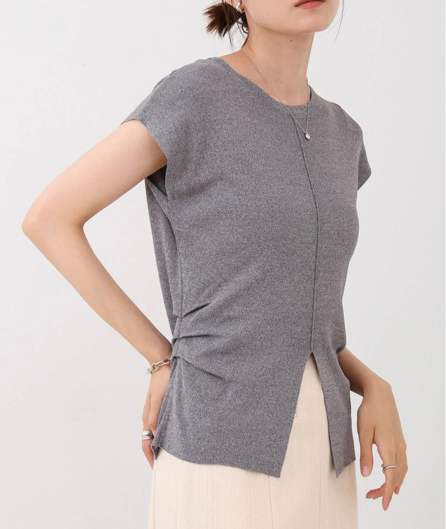 [JP] Front slit summer knit T-shirt