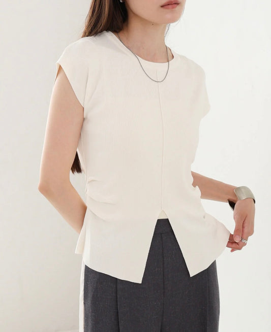 [JP] Front slit summer knit T-shirt