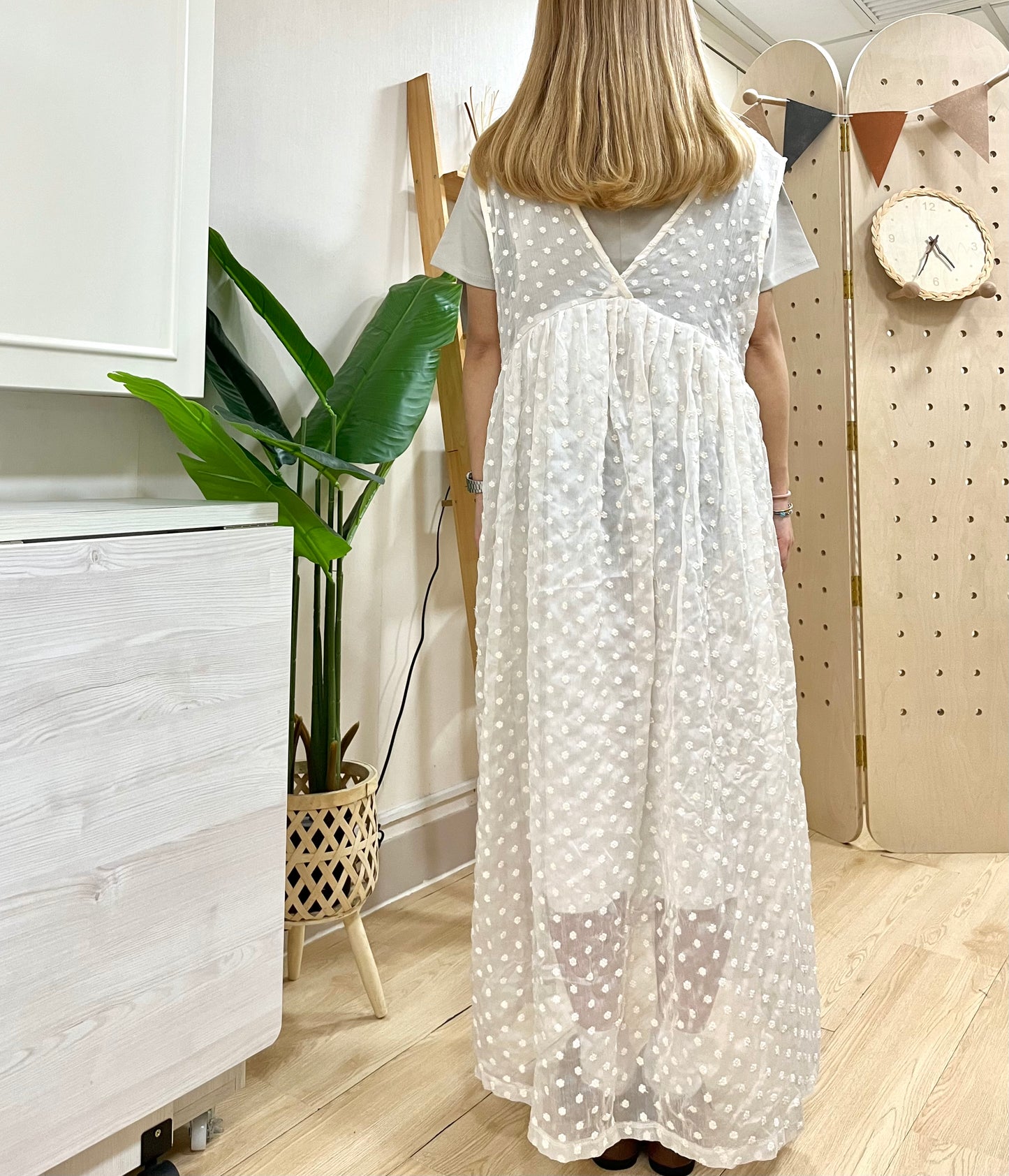 Dotted flower sheer onepiece