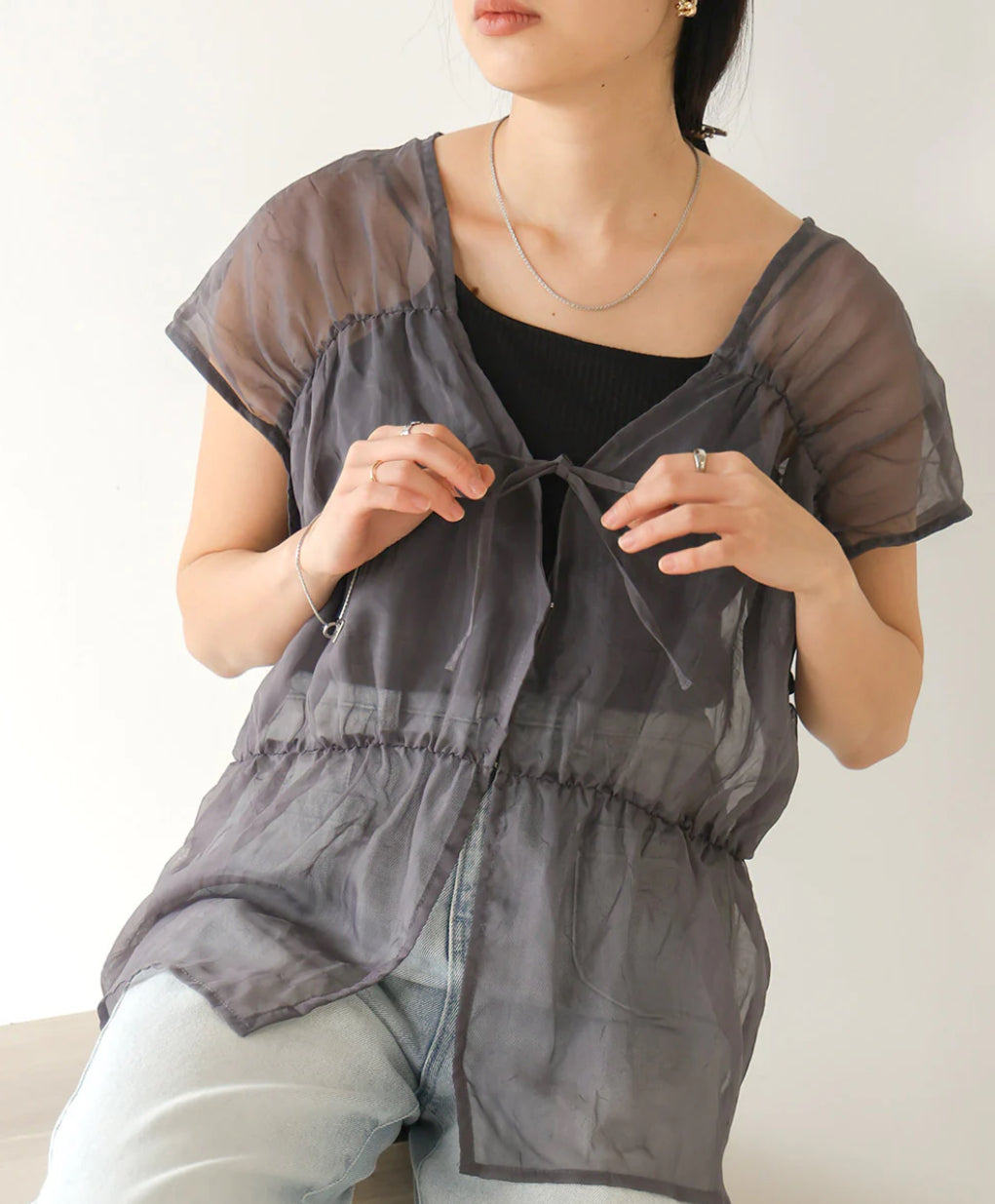 [JP] FRONT AND BACK 2WAY GATHERED BLOUSE