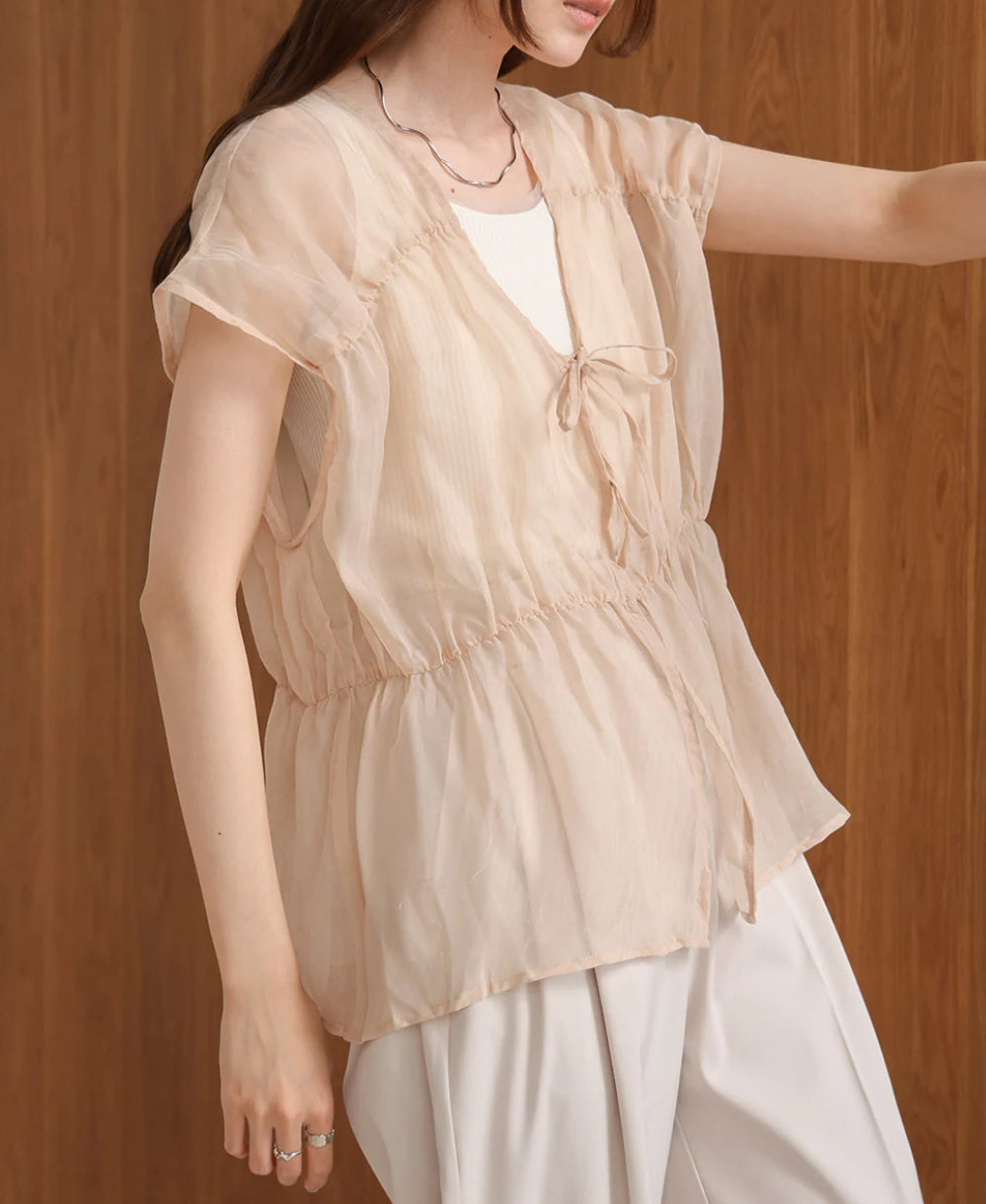 [JP] FRONT AND BACK 2WAY GATHERED BLOUSE