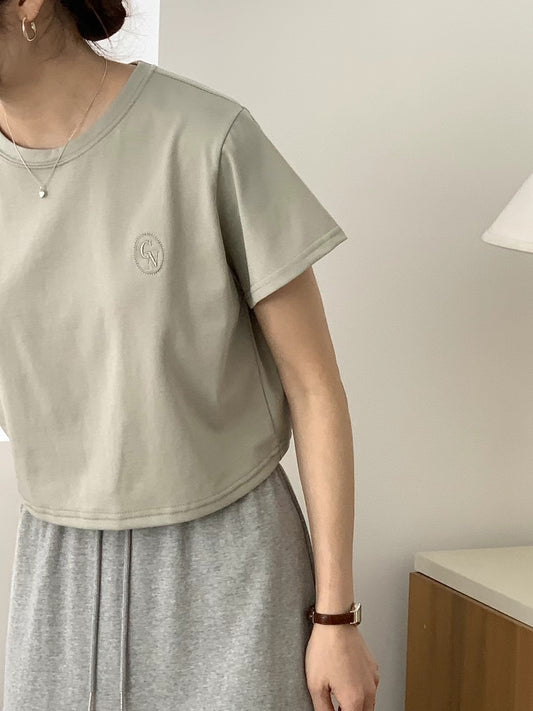 刺繡￼logo cropped tee