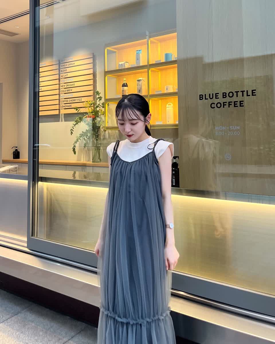 [JP] Tulle tiered camisole onepiece