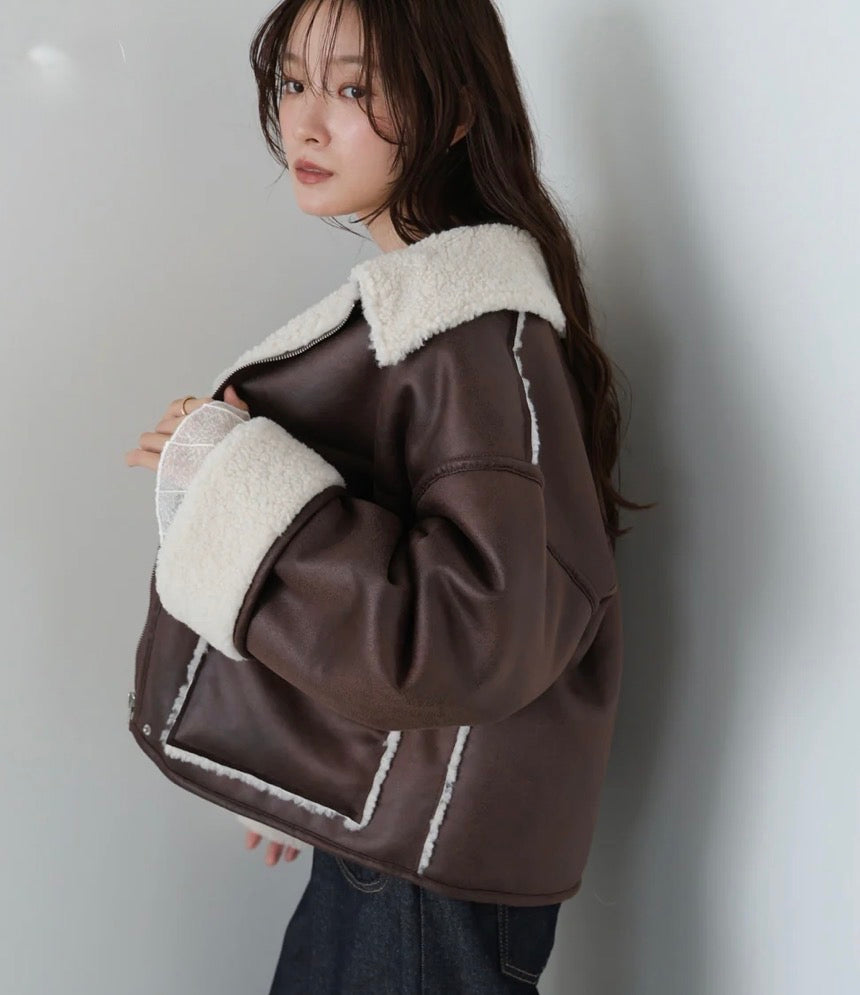 [JP] Faux suede sheepskin blouson
