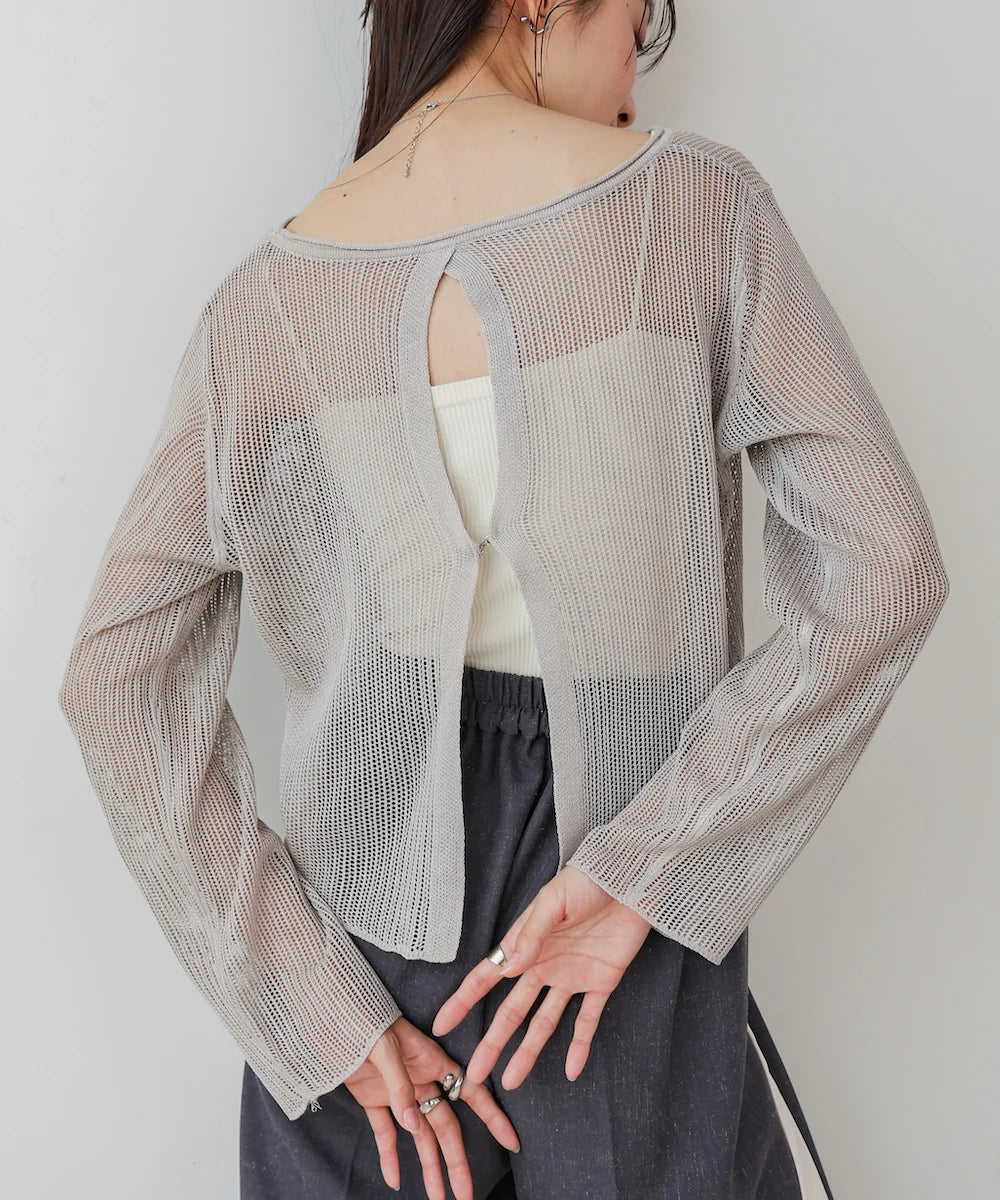[JP] Back Design Mesh Knit Tops