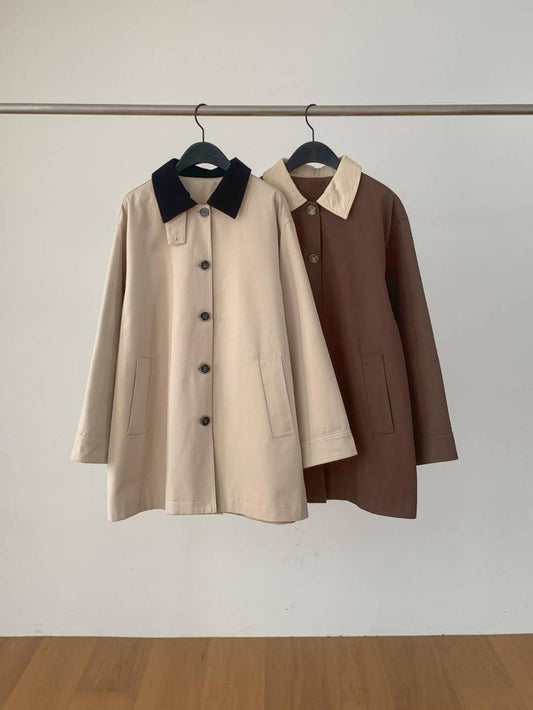 拼色trench coat